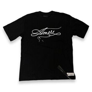 Amiri Cursive Spell Stitch Print Tee Shirt